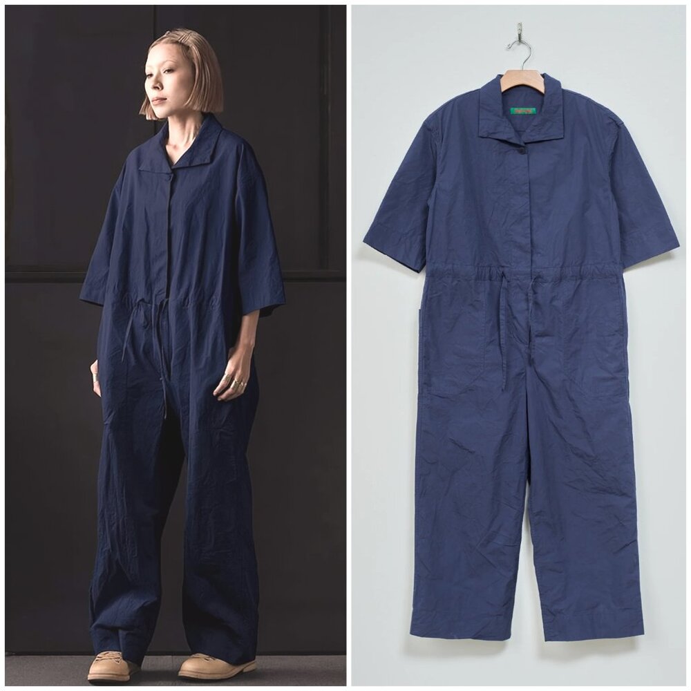 CASEY CASEY Fabiano Jumpsuit Distressed Steel Navy Blue Utility Minimalist sz S